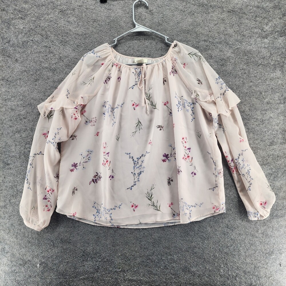 St Tropez West Blouse Womens Medium Long Sleeve Pink Floral